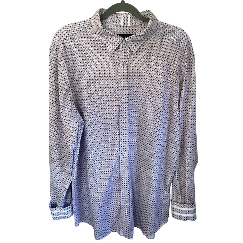 Robert Graham Tailored Fit Shirt 2XL Purple Navy Swirl Geometric Long Sleeve